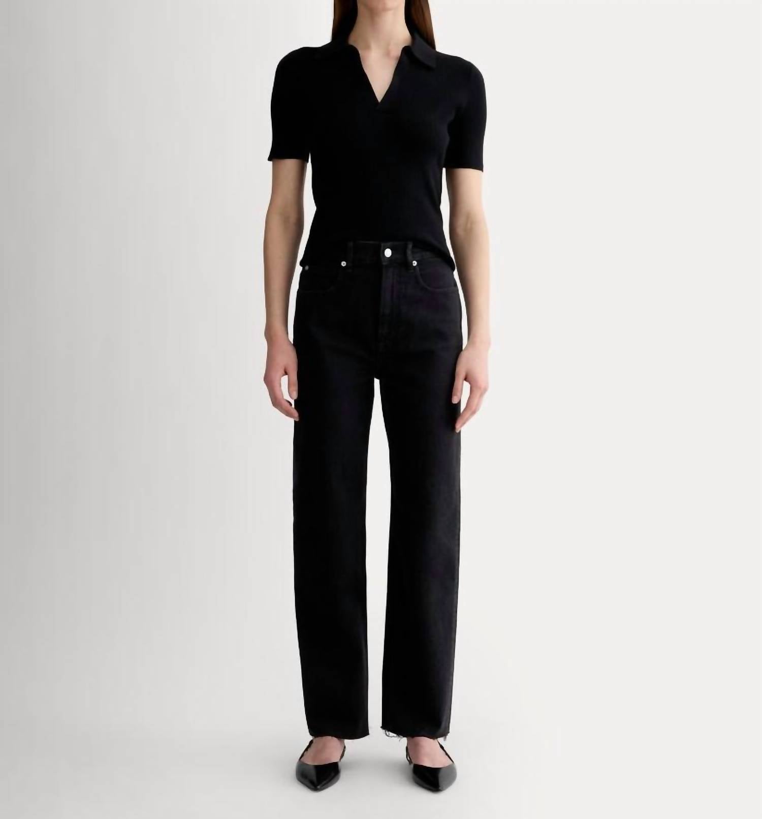 Everlane Women's The Way High Low Stretch Jean in black wash - women's pants - alternate view
