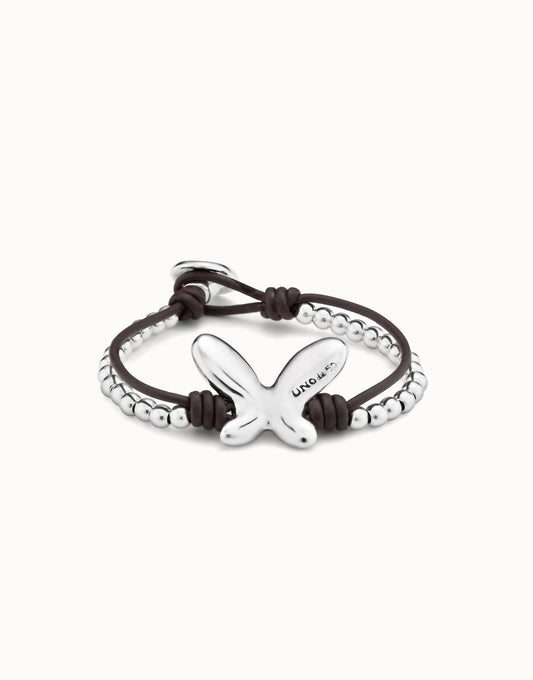 Unode50 - Leather Bracelet With Beads And Butterfly