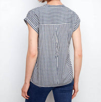 Charlie B - Printed Gingham Short Sleeve Blouse