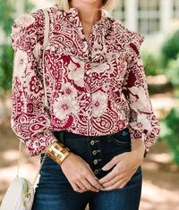Umgee - Sangria Floral Top -Plus