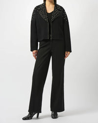Joseph Ribkoff Stretch Denim Jacket With Stud Detailing in black - women's jacket - alternate view