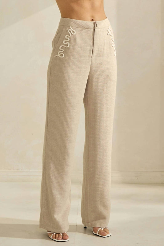 Able - Braid trim tweed pants