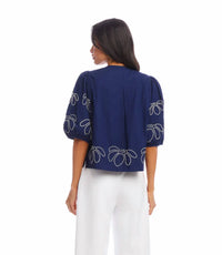 Karen Kane - Emely Embroidered Puff Sleeve Shirt