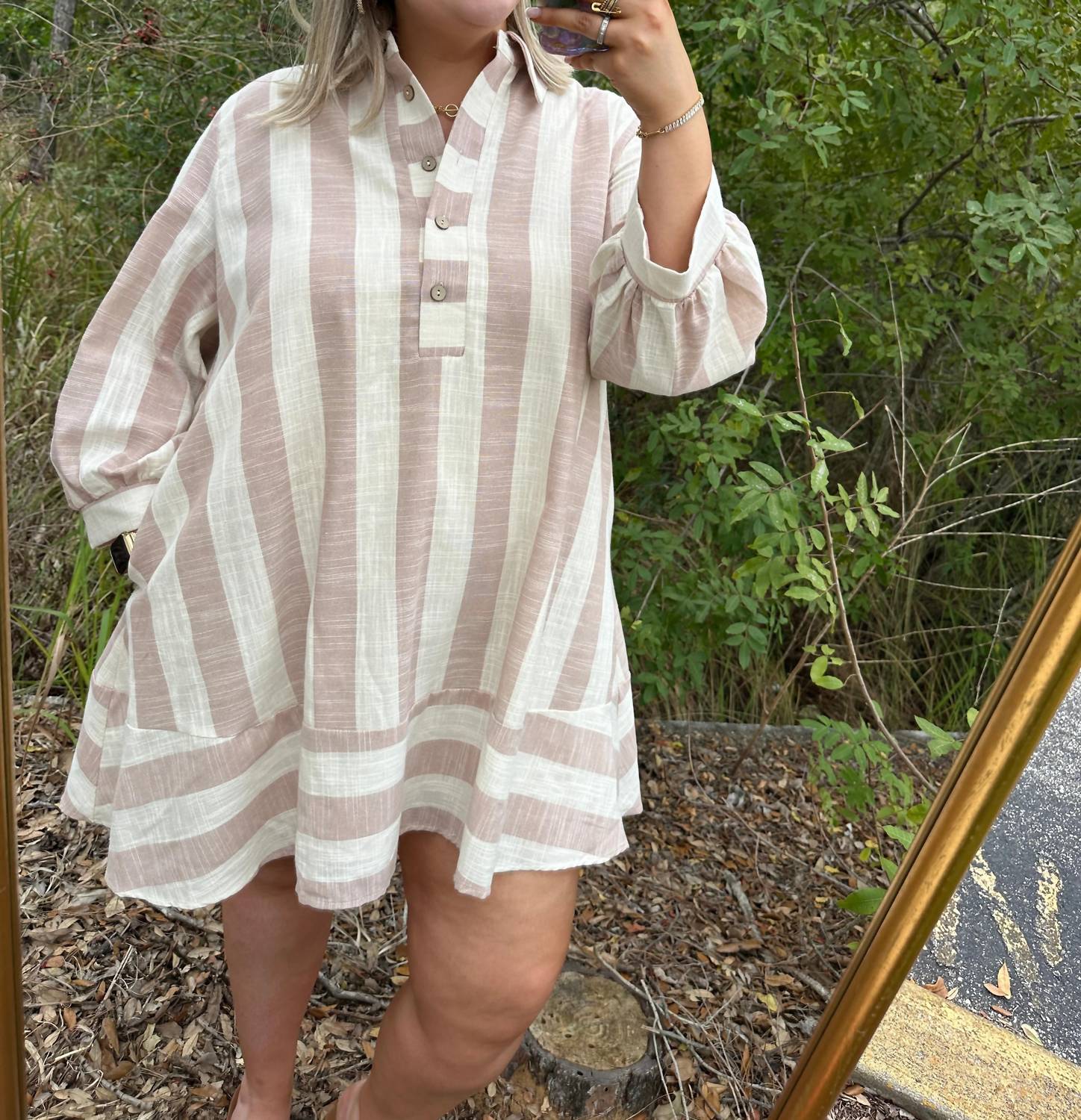 Sew In Love - Like Love Stripe Linen 3/4 Sleeve Dress
