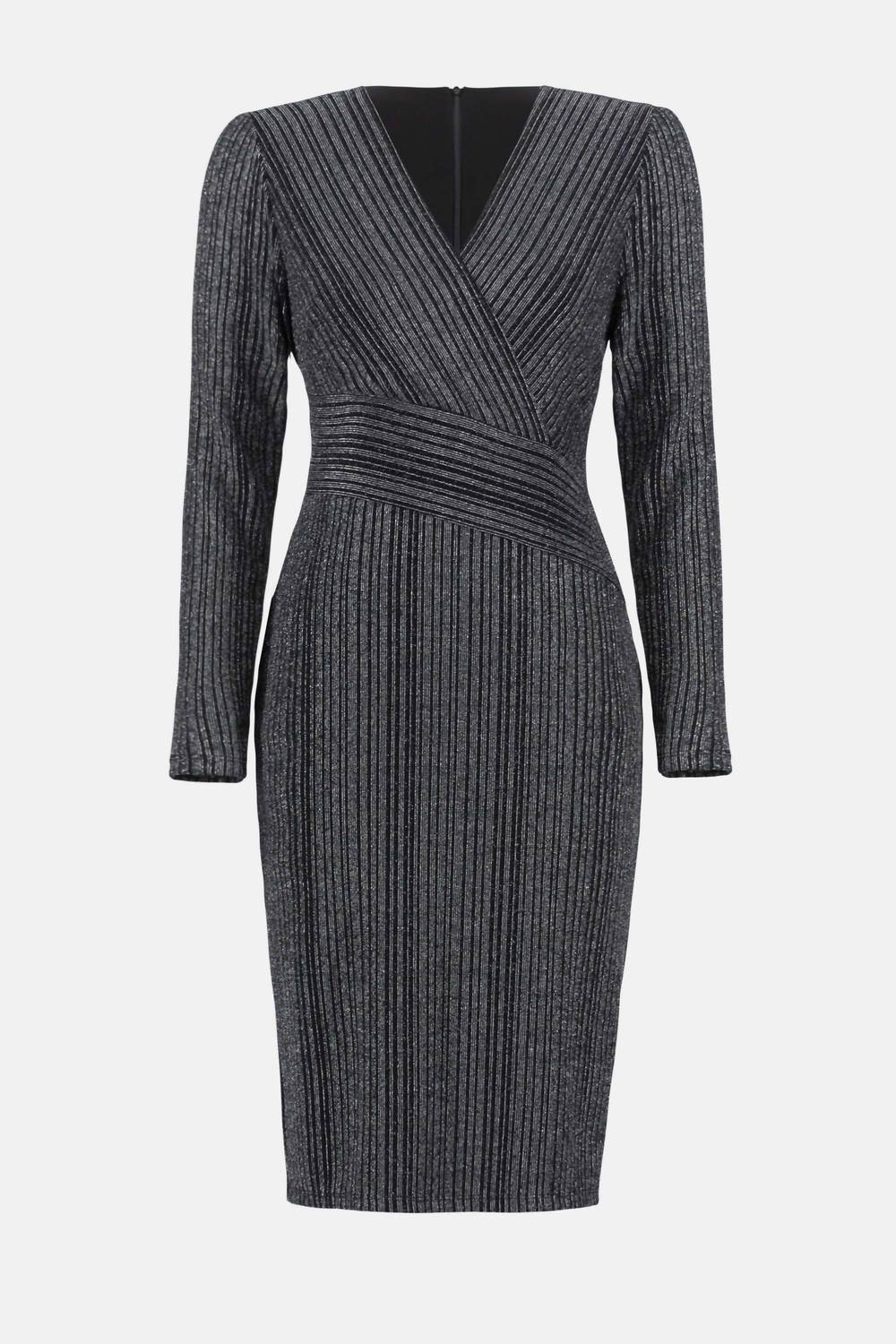 Joseph Ribkoff Striped V-neck Wrap Dress in black - women's dress - view 4
