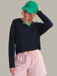 525 America - Callen Contrast Henley Pullover Sweater