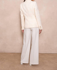 European Linen Collection - Structured Tweed Blazer With Double Gold Buttons