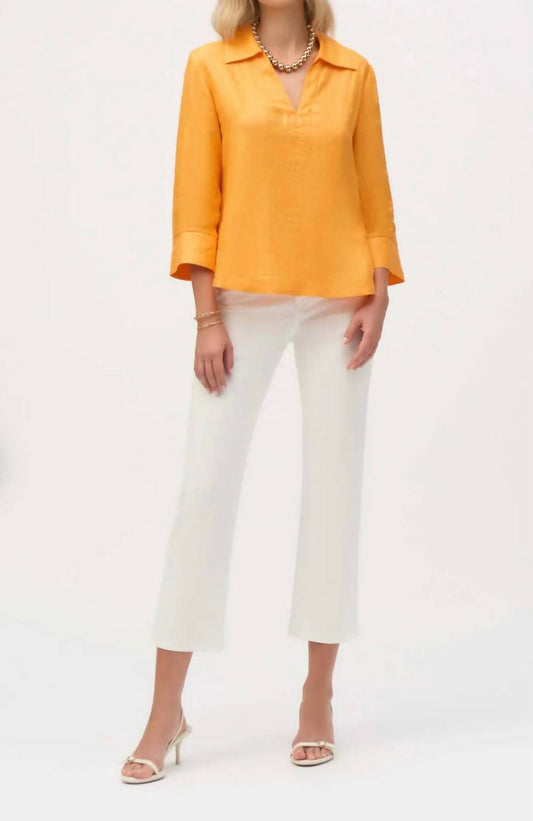 Joseph Ribkoff - Palm Springs Linen Boxy Top With Shirt Collar