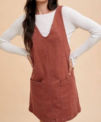 AnnieWear Sierra Mini Denim Dress in red - women's dress