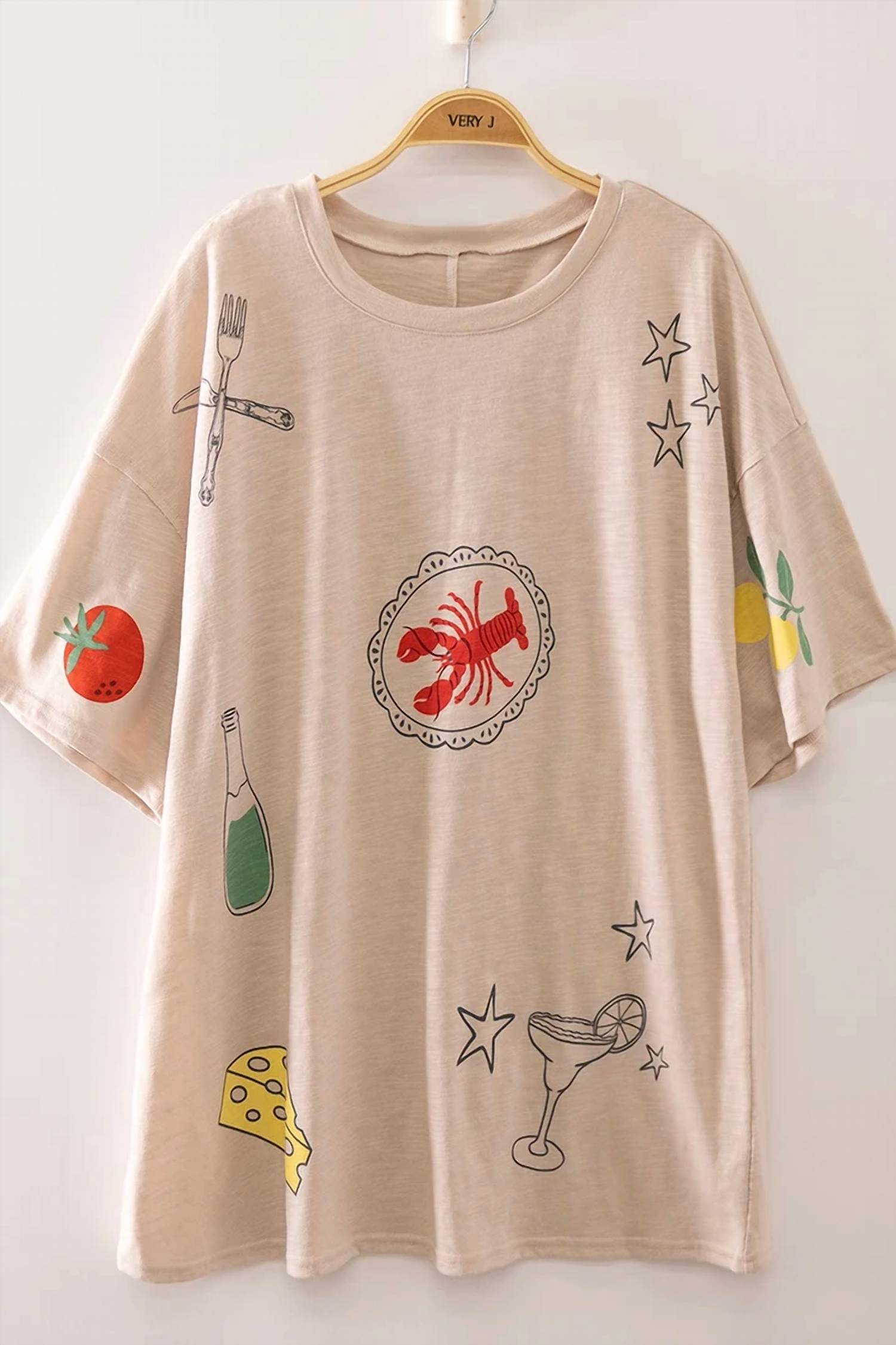 Very J - Women's Vintage Seafood Graphic Tee