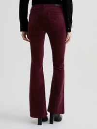 AG Jeans Farrah Mid Rise Boot Velvet Jeans in winery - women's jeans - detail view