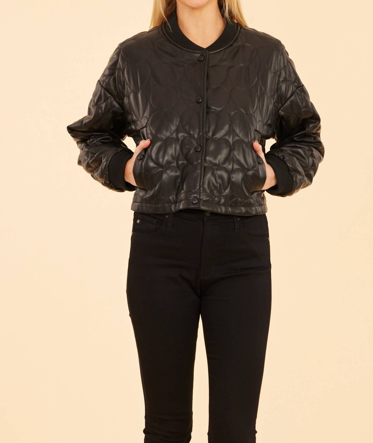 Dolce Cabo - Faux Leather Heart Quilted Jacket
