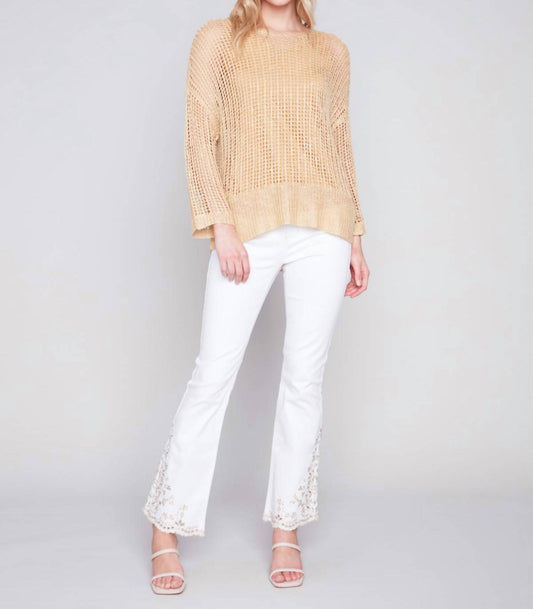 Charlie B - V-neck Fishnet Top