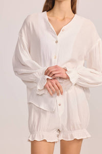 Belle D'Amour - Cotton Gauze Button Down Shorts