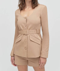 Favorite Daughter Christy Belted Stretch Twill Jacket in oatmeal - women's jacket