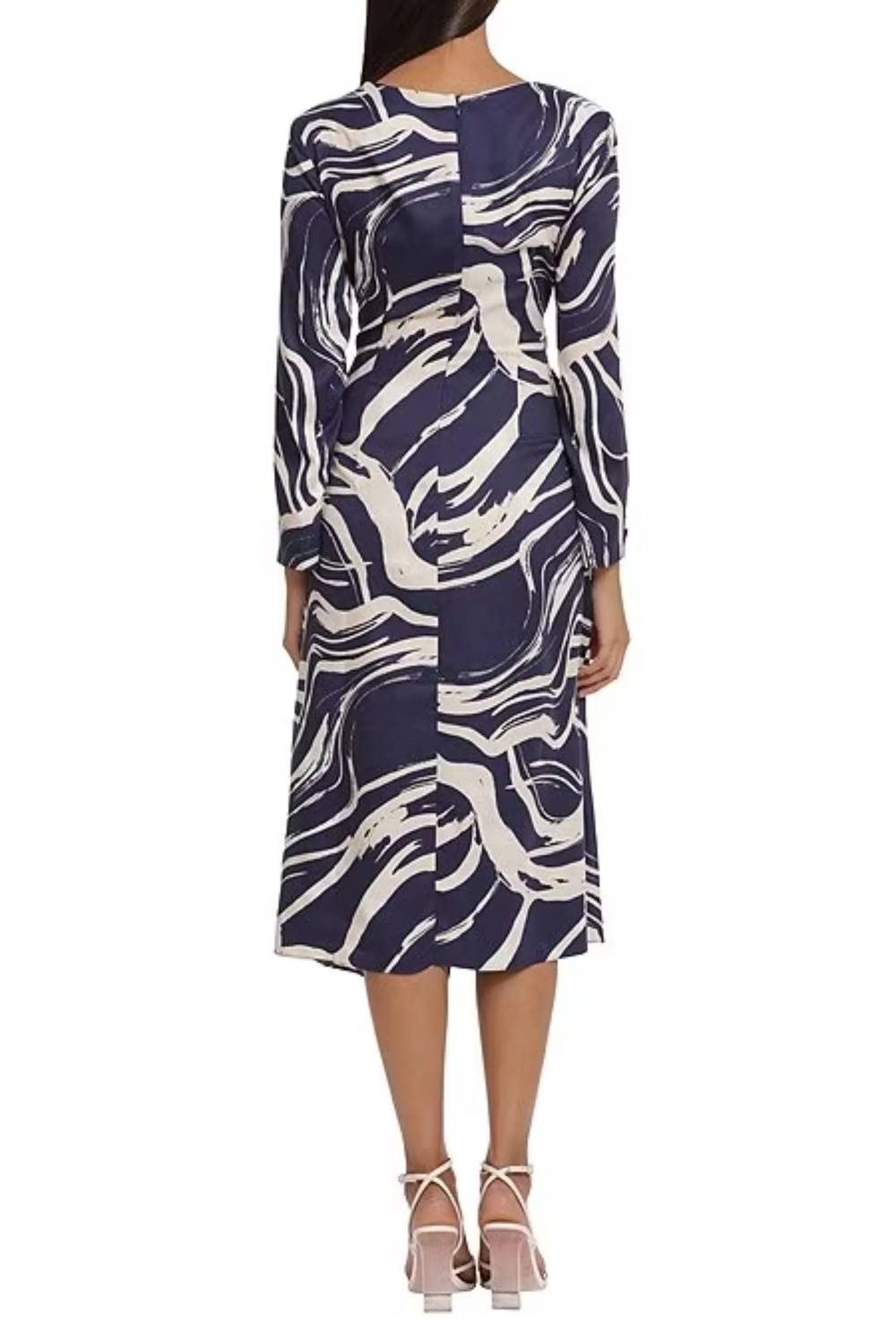 Donna Morgan - Tied Waist Marble Print Midi Dress