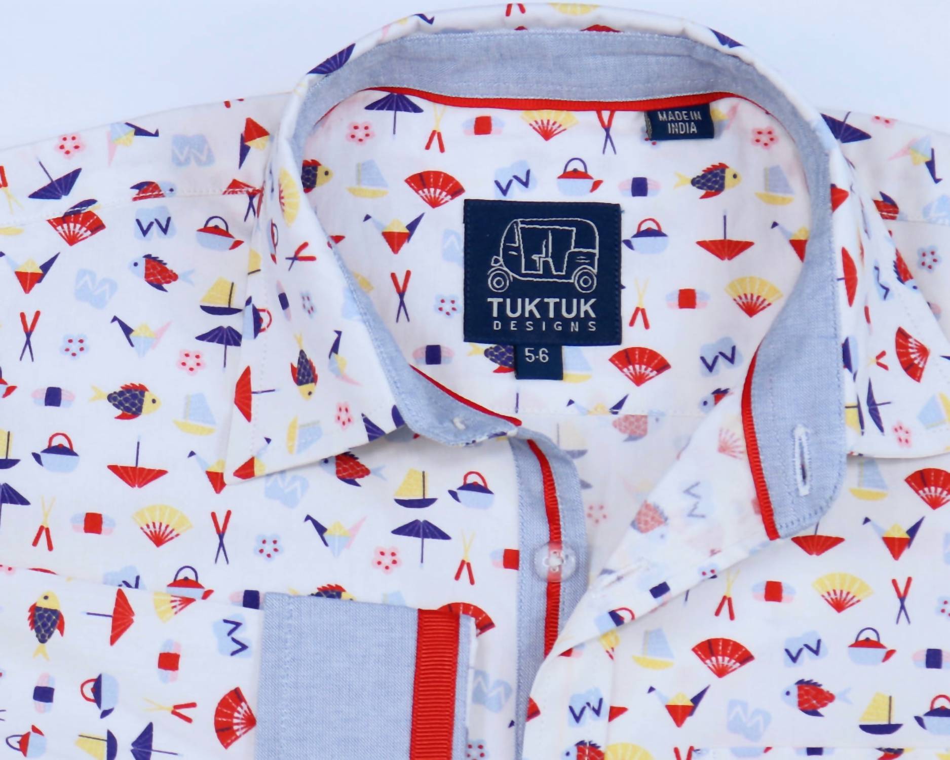 Tuktuk Designs - Boys Origami Sailboats Button Down Shirt