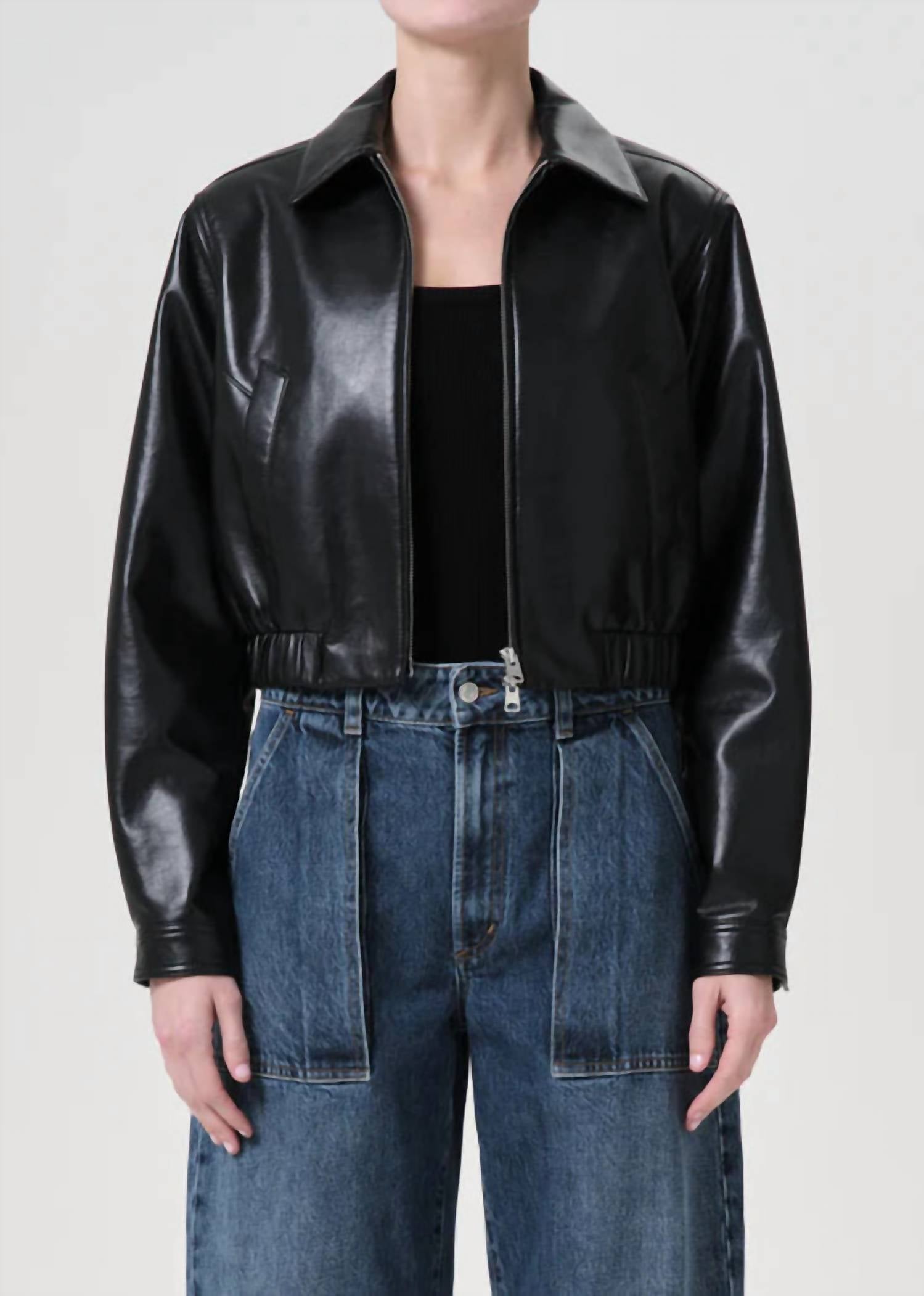 Agolde - Shoreditch Ski Club X Agolde Essie Recycled Leather Cropped Jacket