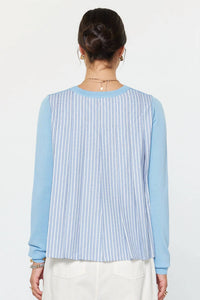 Current Air - Stripe Pleated Woven Back With Rhinestones Top