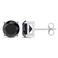 Diana M Jewels Women's Round Natural Black Diamond Stud Earrings (4.91 Ct) - Statement in 14k white gold - women's jewelry - detail view