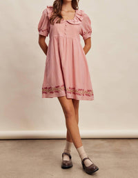 Listicle - Women's Embroidered Babydoll Dress