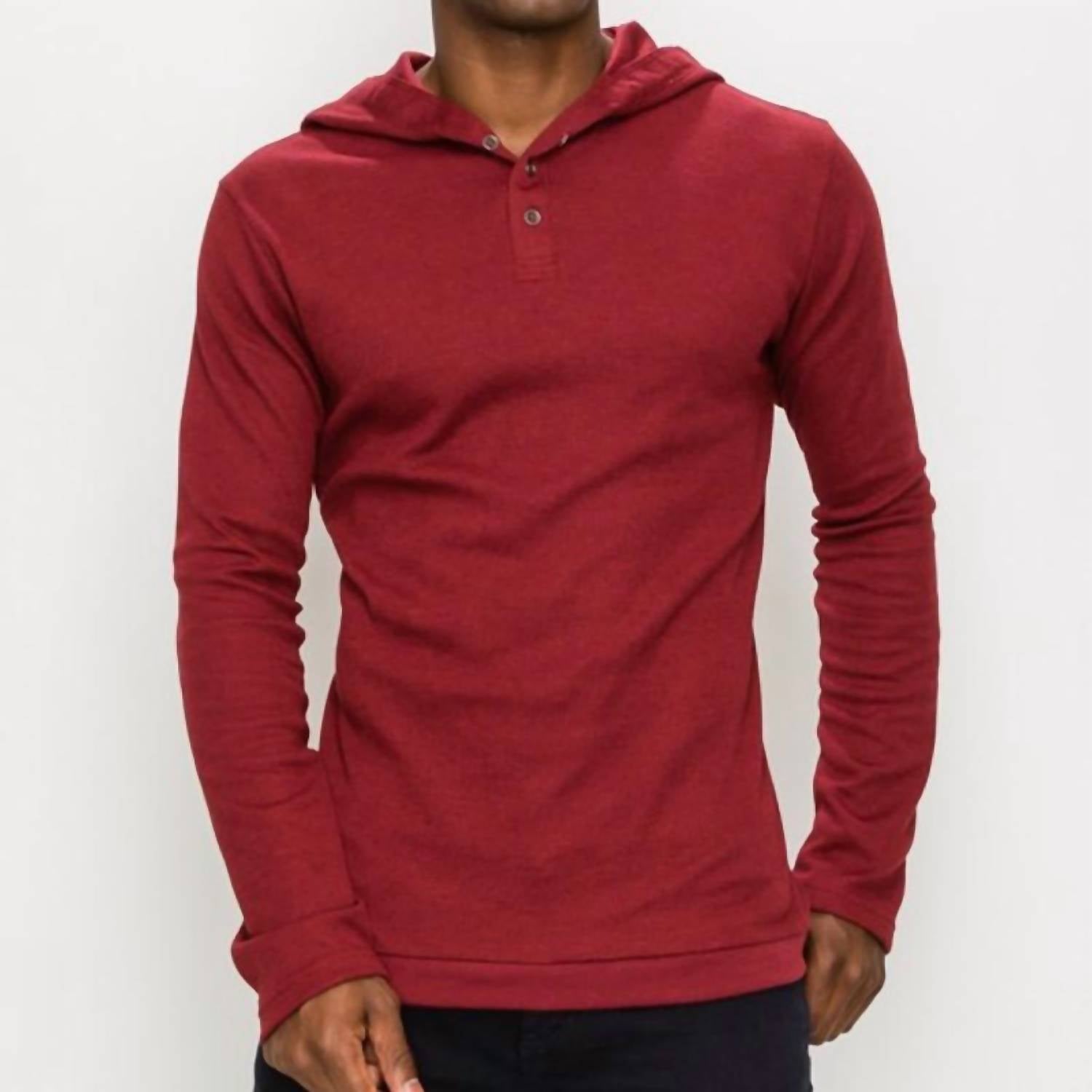 Zexi - Thermal Hooded Henley Top