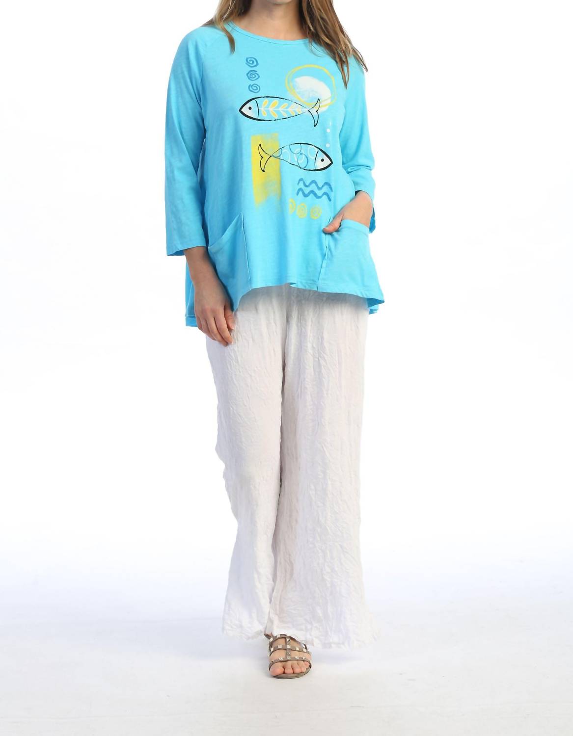 Jess & Jane - Mariner Mineral Washed Patch Pocket Cotton Top