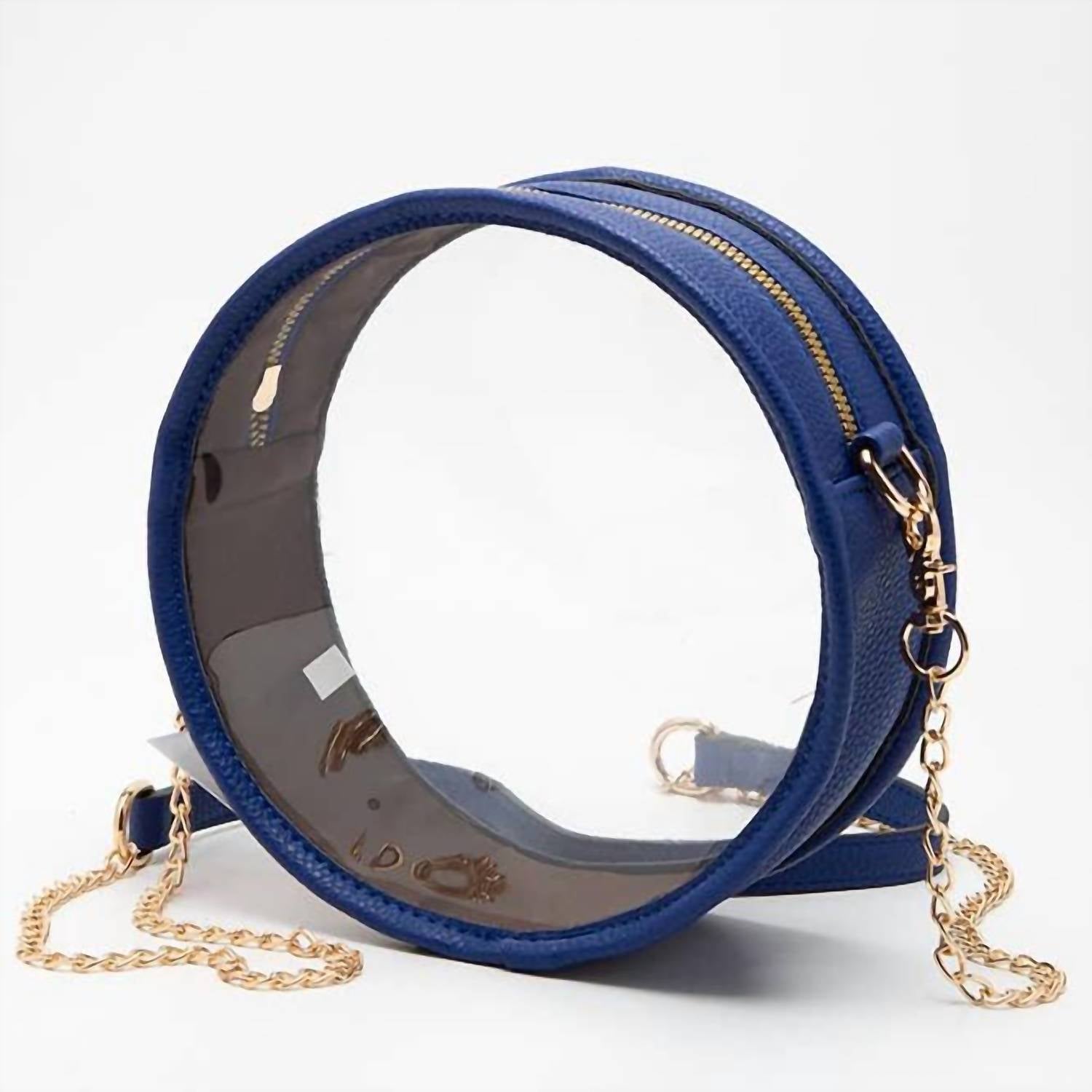 Hana - Solid Color Trim Clear Round Crossbody Bag