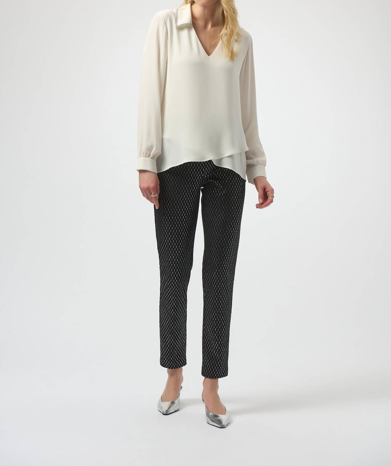 Joseph Ribkoff - Foiled Heavy Knit Slim Fit Pants