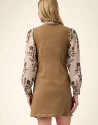 spartina 449 Quinn Lace Up Dress in mocha - women's dress - detail view