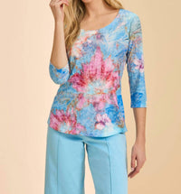 Fdj - 3/4 Sleeve Scoop Neck Top