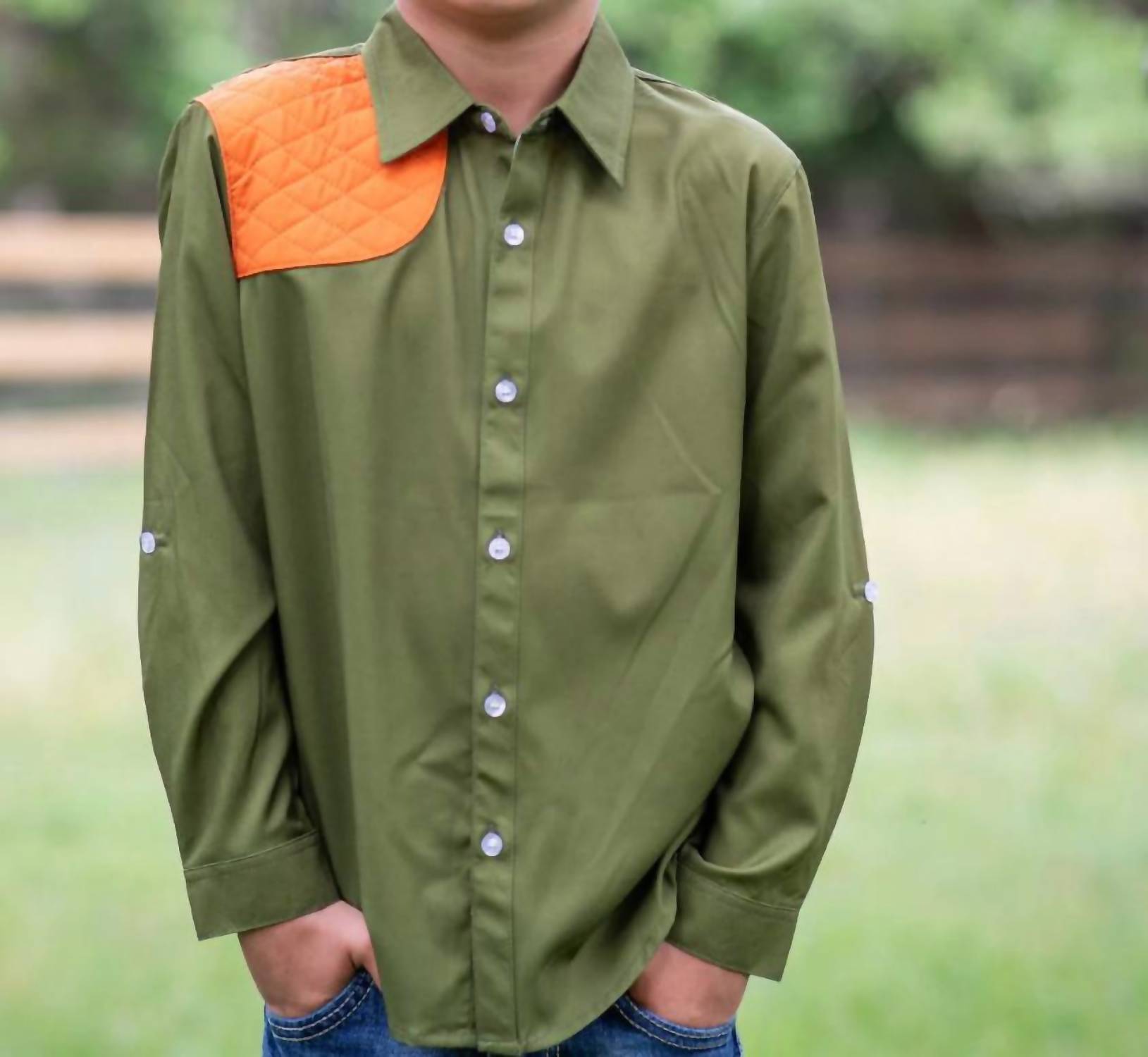 Blue Quail Clothing Co. Long Sleeve Shirt in orange green - kids' long sleeve top