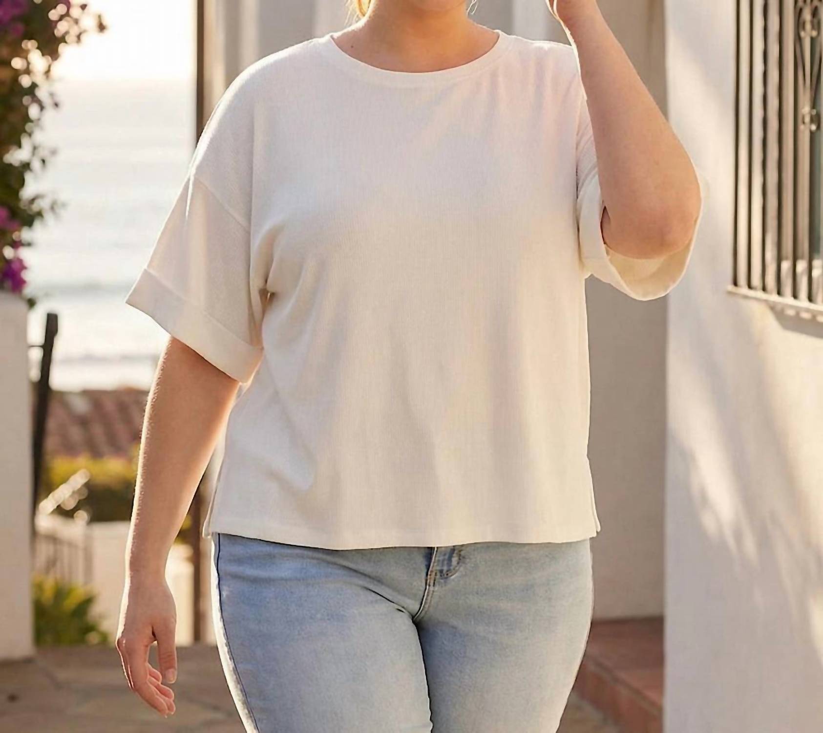 Karen Kane - Ribbed Cuffed Sleeve Top