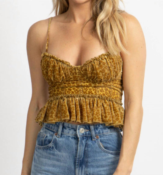 VELOUR FLORAL BUSTIER TOP