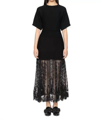 SEA Diane Lace Knit Combo Dress in black - women's dress