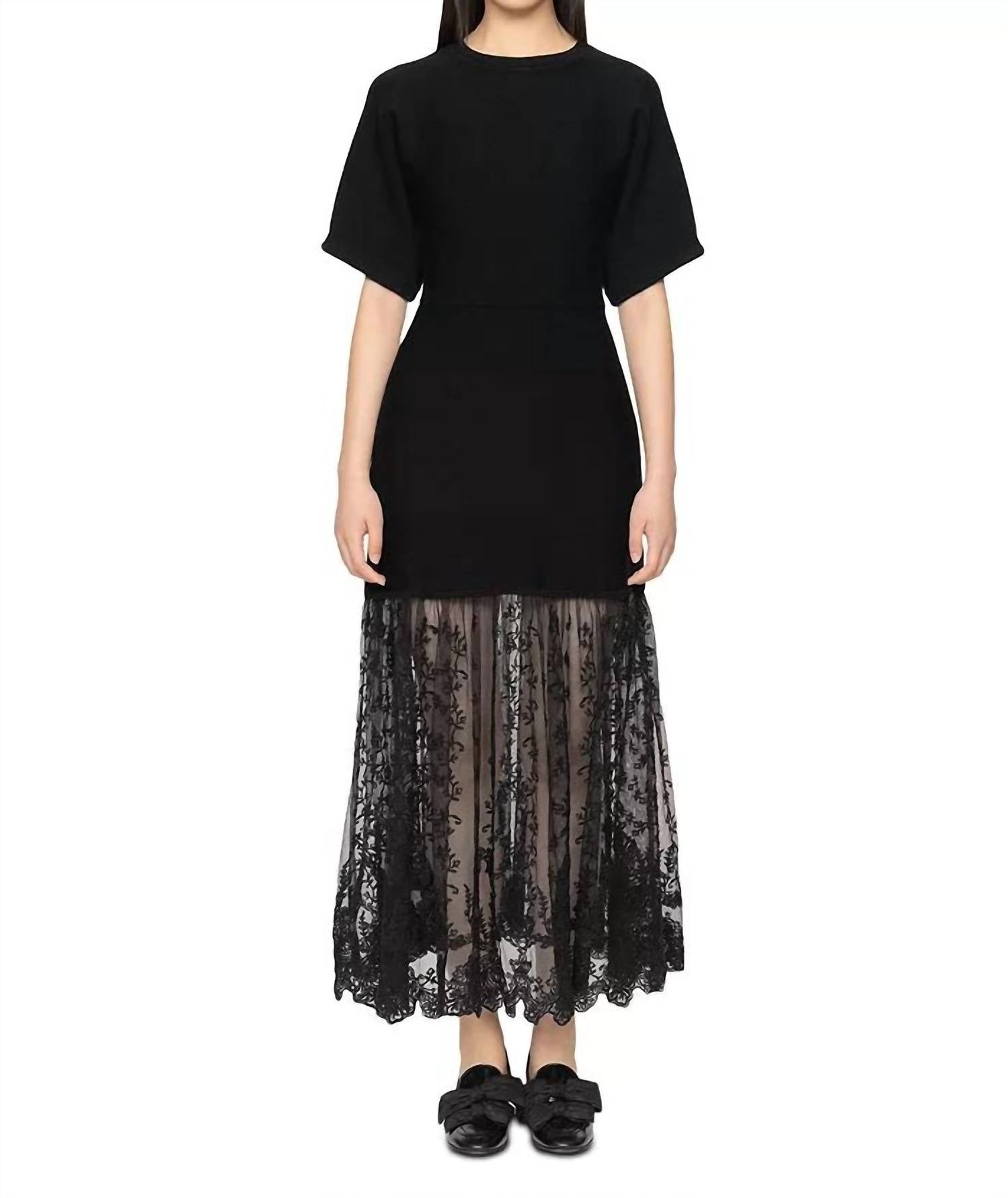 SEA Diane Lace Knit Combo Dress in black - women's dress
