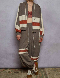 POL Vintage Washing Overlock Stitch Point Jogger Pants in charcoal - women's pants