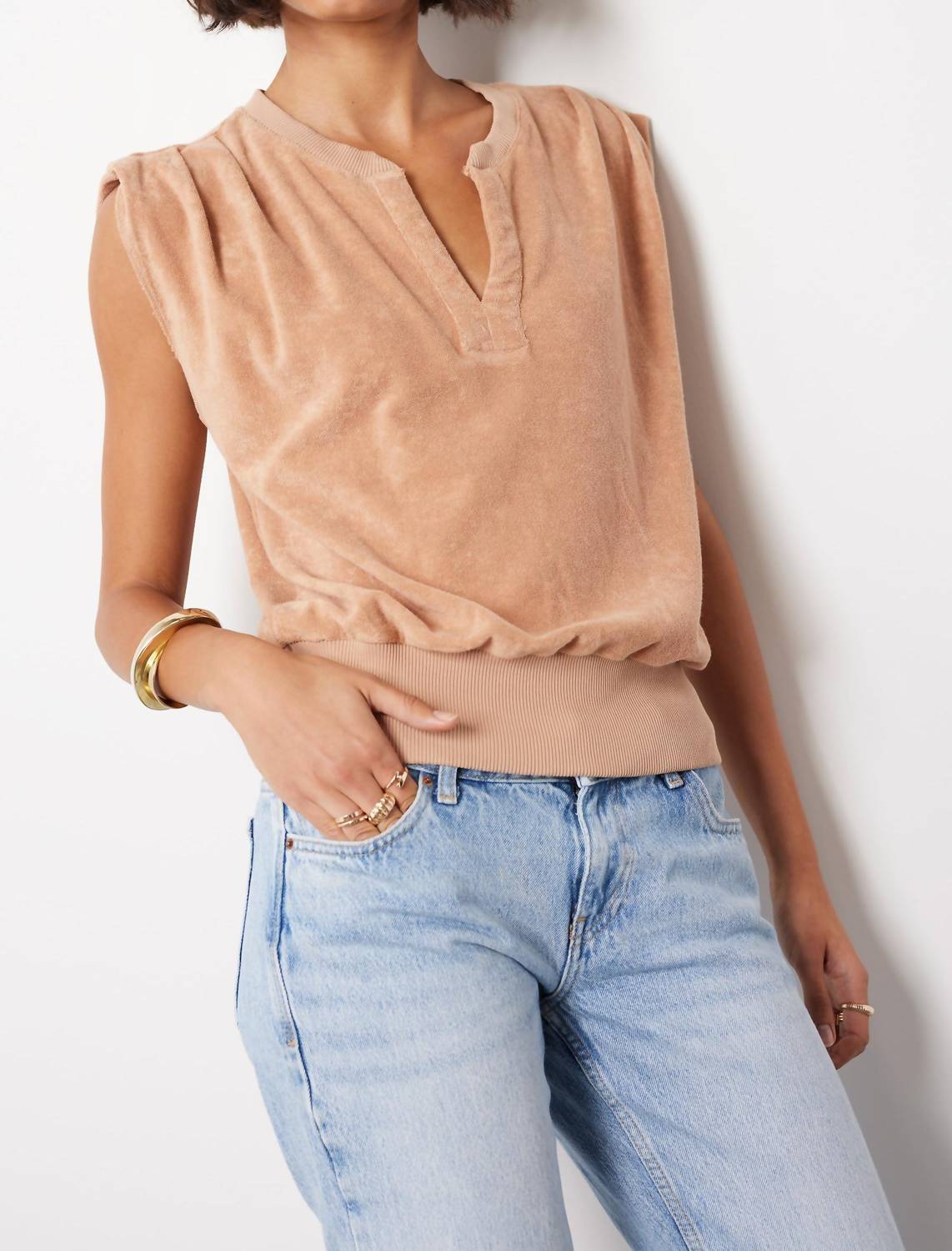 Bobi - Split Neck Ribbed Tee
