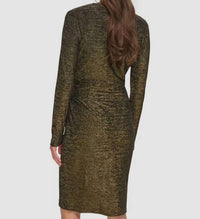 Calvin Klein - Metallic Faux Wrap Sheath Dress