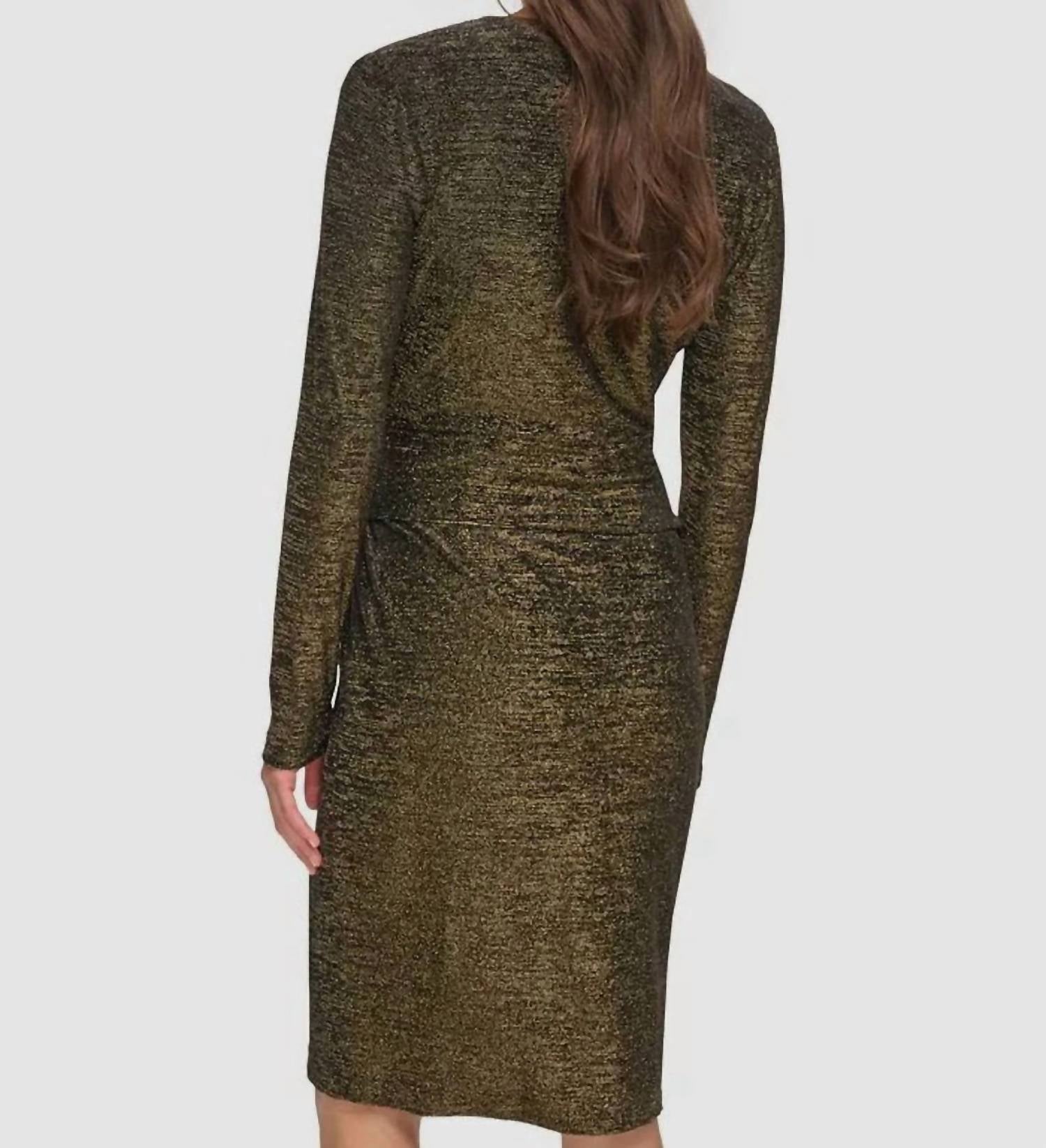 Calvin Klein - Metallic Faux Wrap Sheath Dress
