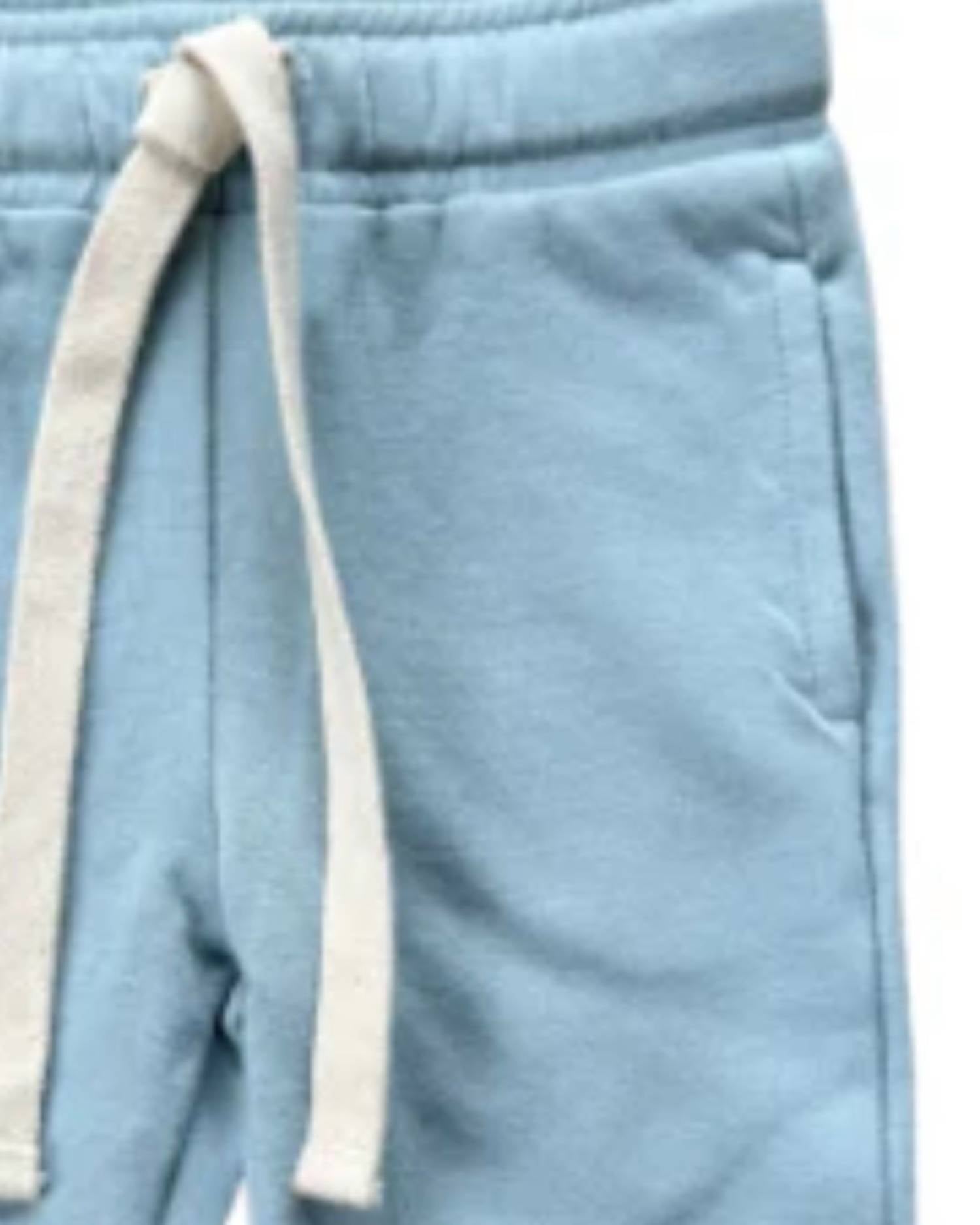 babysprouts Kid's Drawstring Jogger in ski blue - kids' joggers - detail view