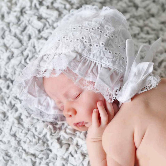 Huggalugs - Newborn And Baby Girls Eyelet Heart Bonnet