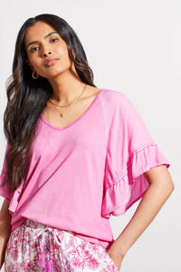 Tribal - Raglan Pop Over V-Neck Short Sleeve Top