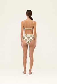 Agua By Agua Bendita - Magdalena Moriche Palm Embroidered Printed Bikini Top
