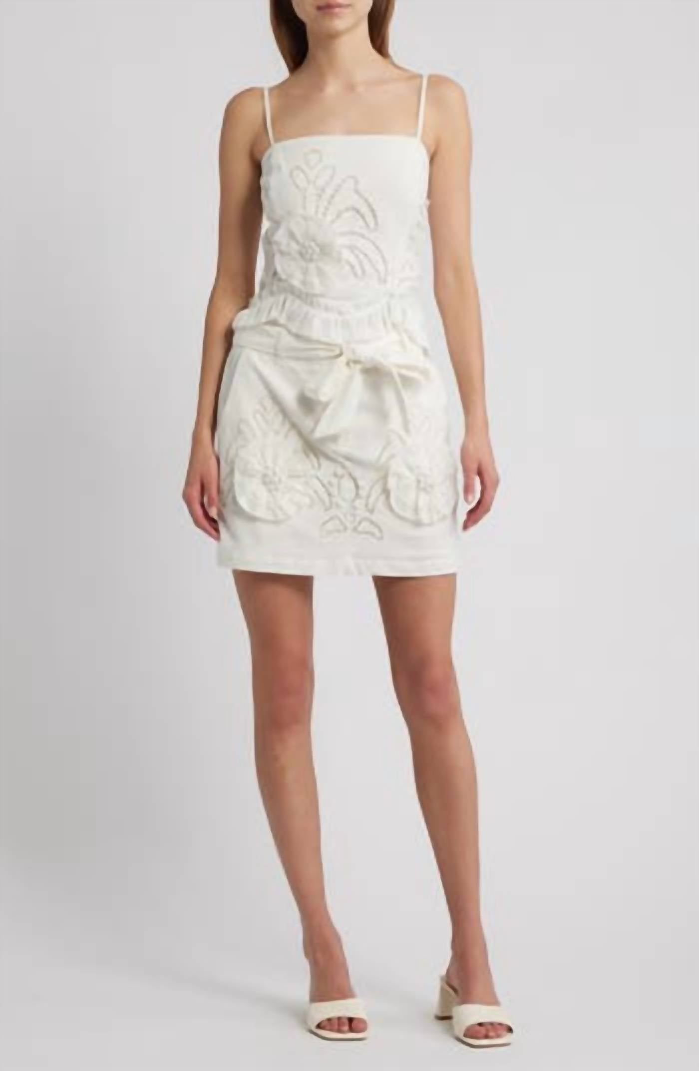Love The Label - Felicity Floral Appliqué Cotton & Linen Miniskirt