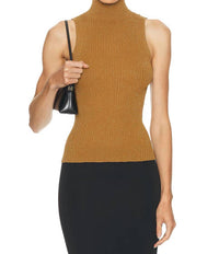 Leset - Blake Rib Sleeveless Turtleneck Top