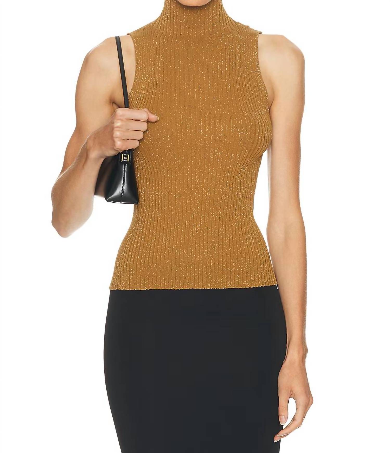 Leset - Blake Rib Sleeveless Turtleneck Top