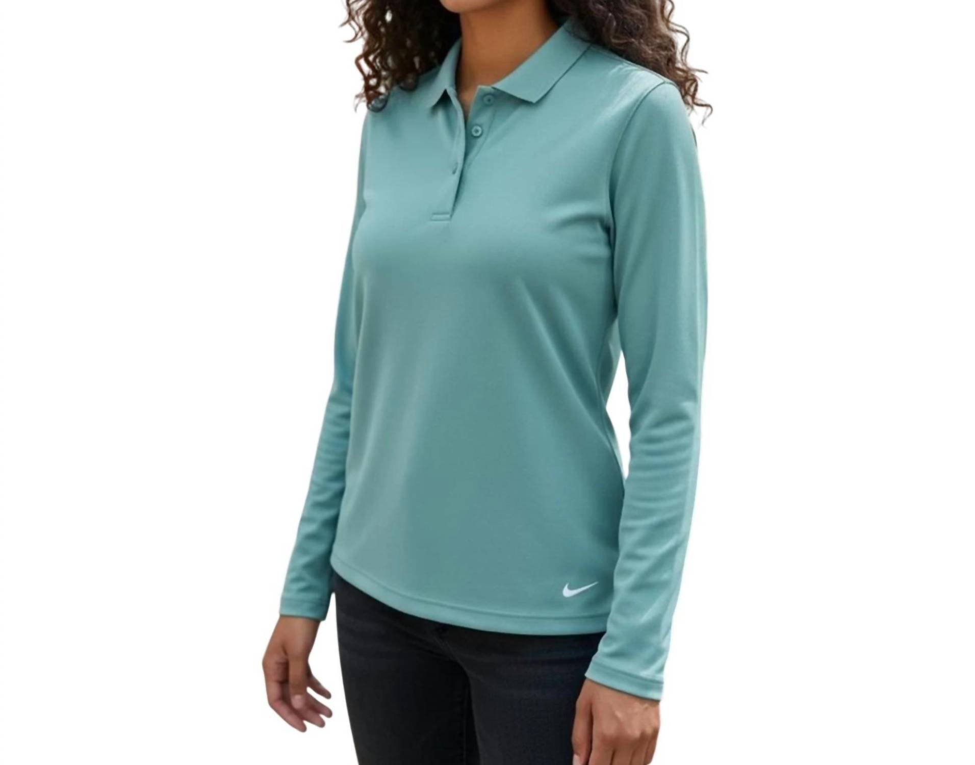 NIKE Women's Long Sleeve Polo in aqua - women's long sleeve top