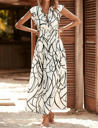Little Daisy Closet - Ethereal Flow V-neck Ruffle Maxi Dress