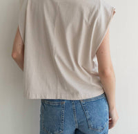 Things Between Tate Muscle Tee in stone - women's shirt - detail view